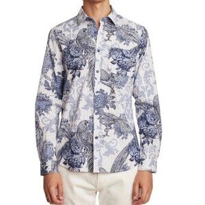 Paisley & Gray Samuel Slim Fit Button Down Shirt Long Sleeve Bird Print 18 NWOT